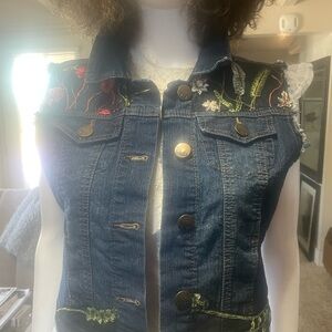Embroidered Denim Vest